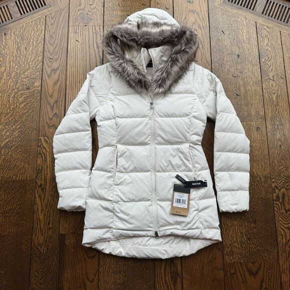 The North Face Dreamer Parkina Down Hooded Jacket Women X-Small White NWT - Picture 1 of 9